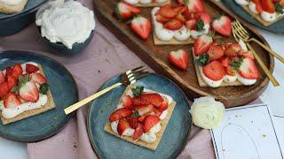 Blätterteig Tarte mit Erdbeeren  - Eınfaches Dessert aus dem Ofen | Çilekli Milföy Tart