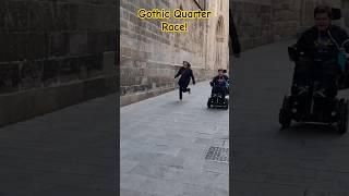 Gothic quarter race! #ollieandshazzspain #dmdlife #permobil #spain #gothicquarter #shorts #viral