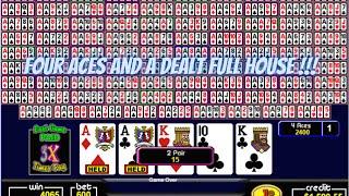 100 play video poker super times pay 4 aces and a dealt full house !! (not real)