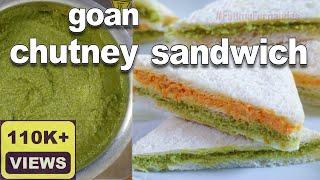 Goan Coconut Chutney | Goan Chutney Sandwich | Goan Party Snacks | Layered Sandwich Recipe