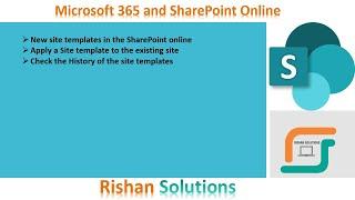 New Site templates and Apply site template to existing site in SharePoint online