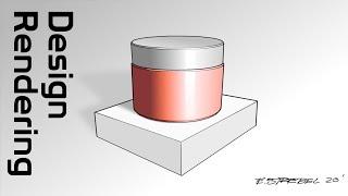 Cylindrical Container Industrial Design Rendering, Digital workflow drawing sketching