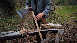 Restoring an old french axe to buck firewood in the forest