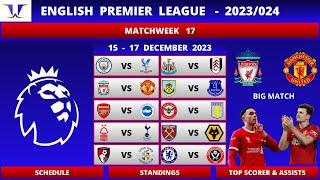 Premier League Matchweek 17 | Schedule, Standings, Top Scorer & Assists  | EPL 2023/24