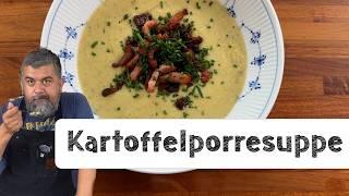 Kartoffelporresuppe. Nemt, billigt, nærende. Og selvfølgelig med bacon.