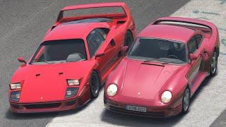 Ferrari F40 vs Porsche 959 at Nurburgring Nordschleife Supercar Track Day