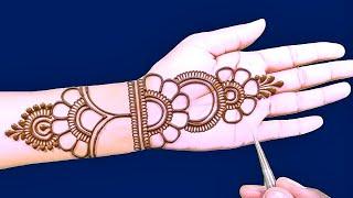 simple front hand mehndi design | easy new mehndi design | bridal Dulhan wedding mehndi | henna desi