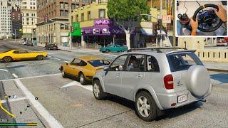 GTA 5 - Uber Taxi Driving JOB | Toyota RAV4  | Steering Wheel Gameplay