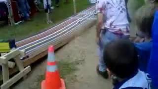 Worlds Longest Pinewood Derby  gennius book of world records 360 ft track win! BSA