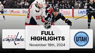 NHL Highlights | Capitals vs. Utah Hockey Club - November 18, 2024