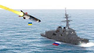 Ukrainian Ballistic Missile hit and sank two Russian Destroyer ships in the Black Sea in 25 June