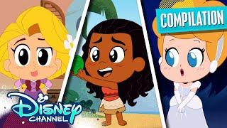 Every Disney Princess Chibi Tiny Tales  | Rapunzel, Moana & MORE! | Compilation | @disneychannel