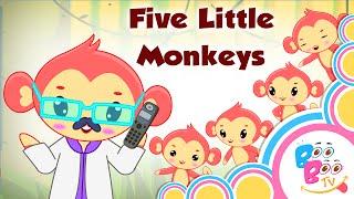 Five Little Monkeys Jumping On The Bed With Lyrics - English Kids Nursery Rhyme - Song For Children