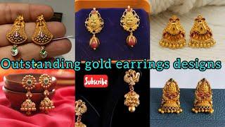 outstanding gold earrings designs with weight and price ll 22crt gold earrings 916 kdm