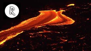 10 Hours Lava Flow, Kilauea Hawaii  4K - Natural Sounds | for Sleep & Stress Relief, Lava River
