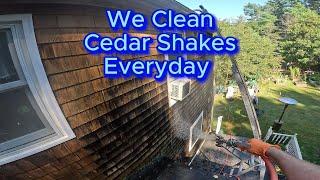 We Clean Cedar Shakes Everyday #softwashing #pressurewashing #woodcleaning