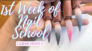 1ST WEEK OF NAIL SCHOOL | BEGINNER NAIL TECH | A RISING SUN BEAUTY SCHOOL