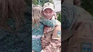 Ukrainian military meets with his daughter