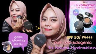 Review Cushion baru MAKE OVER HYDRASTAY shade W33 Honey Beige || Coba di kulit berminyak