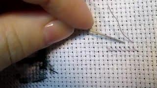 223 Вышивка: закрепление нити при вышивке в одну нить полукрестом