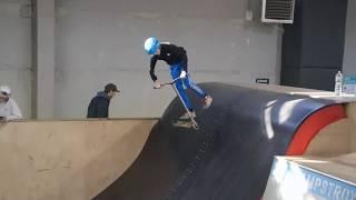 slowmo kick scooter tricks @alferiev_pet at @rampstroy_house skatepark