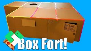  Kids Build First Box Fort! Box Fort Pizza Party!  | Clintus.tv