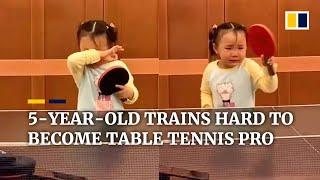 5-year-old girl in China trains hard to become table tennis pro