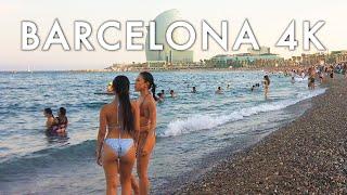 Barcelona's Most POPULAR BEACH | NUDIST BEACH IN SPAIN | Barceloneta Walk  4k