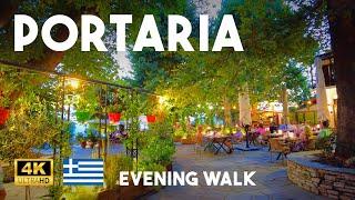 Portaria Pelion Greece 4K Summer Evening Walk - Saturday Night Out Cafes & Restaurants Walking Tour