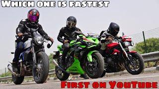 Kawasaki Ninja ZX-6R vs Ducati Cafe Racer 800 vs Triumph Street Triple 675 || Piasa Barbaad 