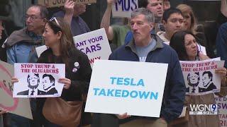 Protests erupt in Chicago against Elon Musk's government role