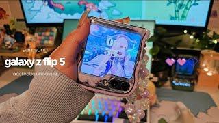 🪼samsung galaxy z flip 5  aesthetic unboxing & review | genshin impact & more