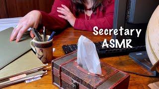 ASMR Secretarial Work Request! (Softly talking to myself) Paper shuffles/Typing/Sheet protectors!