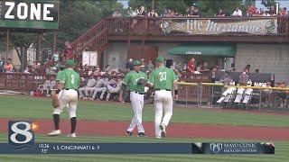 Fields homers, Braun pitches lights-out as Loggers beat Larks