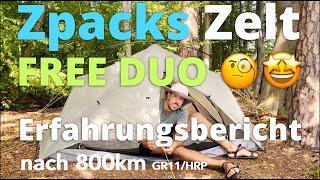 Zpacks Free Duo Zelt Erfahrungsbericht nach 800km HRP/GR11, ultraleicht, DCF