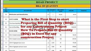 How to Prepare Bill Of Quantity (BOQ) in Excel for any New Construction Project/Bidding/Tender