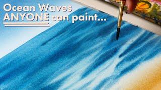 The EASIEST Way to Paint Water for a Watercolor Ocean Landscape!