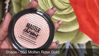 Maybelline Master Chrome Highlighter & Maybelline Master Strobing Cream Swatch