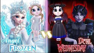 My Talking Angela 2 | ANGEL ELSA vS DEVIL WEDNESDAY | new reincarnation | cosplay