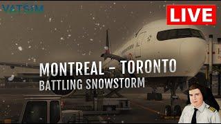  Battling Major Snowstorm | PMDG 777 + FS2Crew | CYUL to CYYZ VATSIM Event