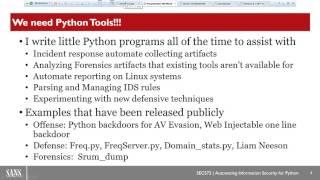 SANS Webcast: Automating Information Security with Python