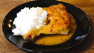 Roasted Chicken Legs with Sauce and White Rice Garnish. Great Yummy!