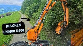 Teil 2 Böschungsmähen mit Unimog U400 und Dücker Dua 800 | in den Bergen