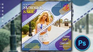 Summer Sale Social Media Banner Design In Photoshop CC | Summer Sale Social Media AD In Photoshop CC