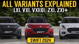 Swift 2024 variants explained with prices | Lxi, Vxi, Vxi (o), ZXi and Zxi plus | New swift variants
