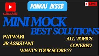 DAY 2 || PATWARI JR ASSISTANT MINI MOCK TEST MIXED QUESTIONS WITH SOLUTIONS || LIVE   @PANKAJ_JKSSB