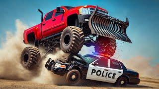 POLICE CHASE TRUCK WITH PLOW! (BeamNG)