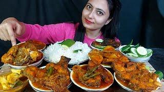 Eating Sorsha Hilsha Fish Buna+Tomato Fish Curry+Fish Kaliya+Brinhgal Fry+Basmati rice+Veg curry Etc