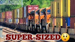 SUPER-SIZED BNSF AND UNION PACIFIC FREIGHT TRAINS THRU KC!