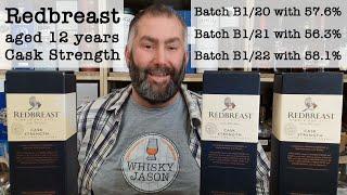 Redbreast 12 years old cask strength comparision of the years 2020, 2021 & 2022 - WhiskyJason